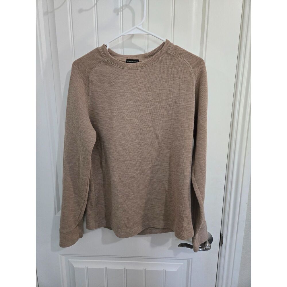 Banana Republic Men’s Small Beige Waffle Knit Thermal Long Sleeve Crewneck Shirt